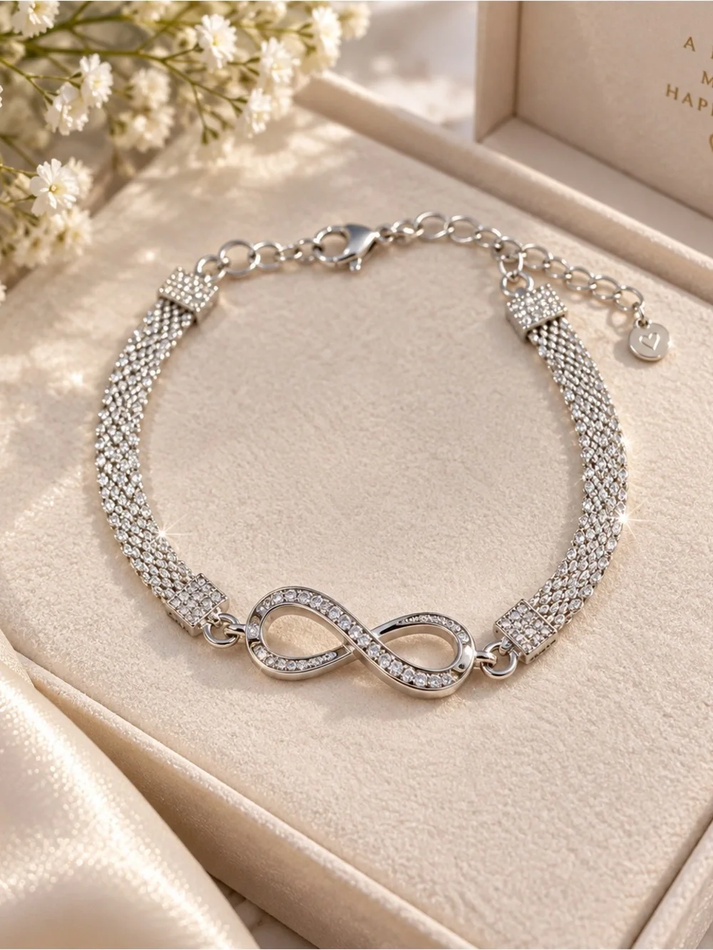Silver Infinity Crystal Bracelet - Women Jewelry
